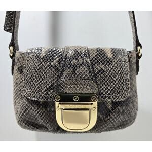 Michael Kors Charlton Crossbody Snakeskin Leather Buckle Adjustable Strap Small